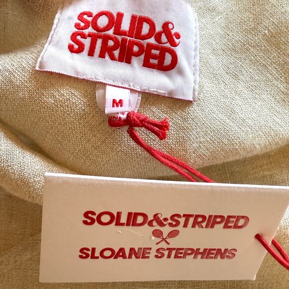Solid & Striped x Sloane Stephens The Elizabeth Linen Dress Metallic Chrome New - Picture 12 of 13